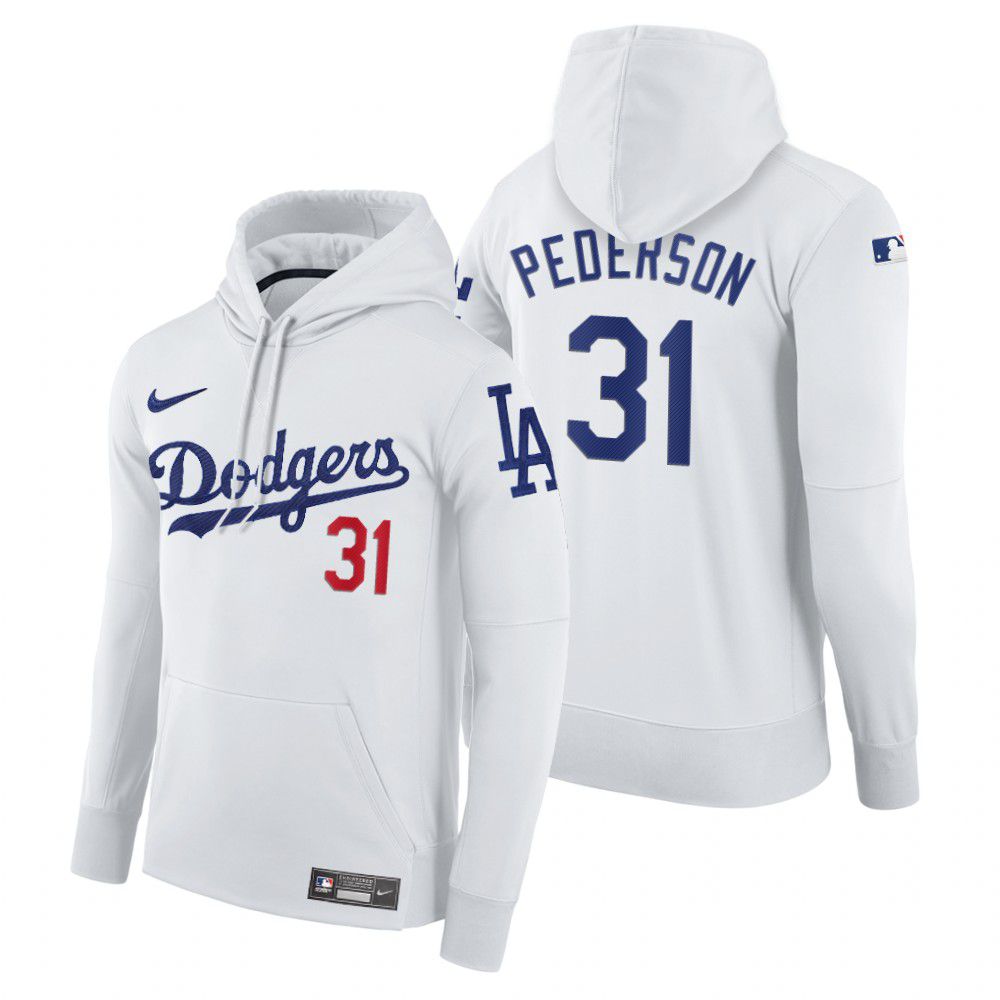 Men Los Angeles Dodgers #31 Pederson white home hoodie 2021 MLB Nike Jerseys->los angeles dodgers->MLB Jersey